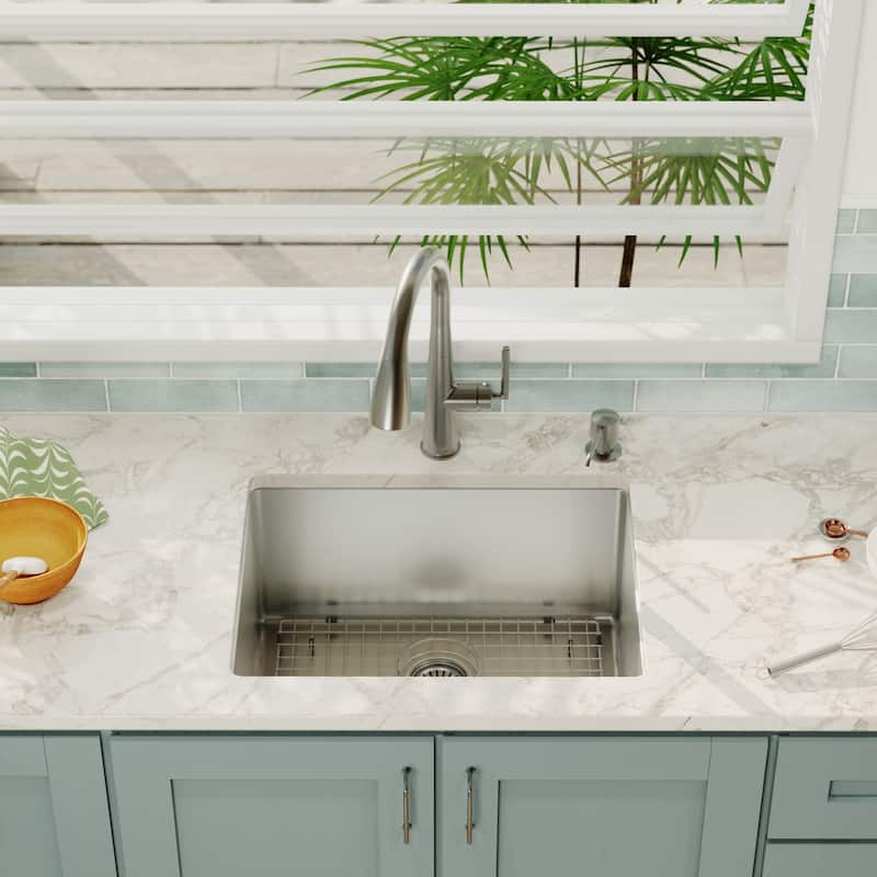 Karran 23" Undermount Single Bowl Stainless Steel Kitchen Sink Kit