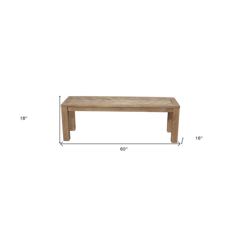 HomeRoots 60" Natural Distressed Solid Wood Dining Bench - 60