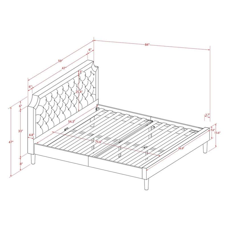 Full Size Platform Bed Frame - Modern Design, Black Finish, Wood Rails & Slats, Sturdy Support