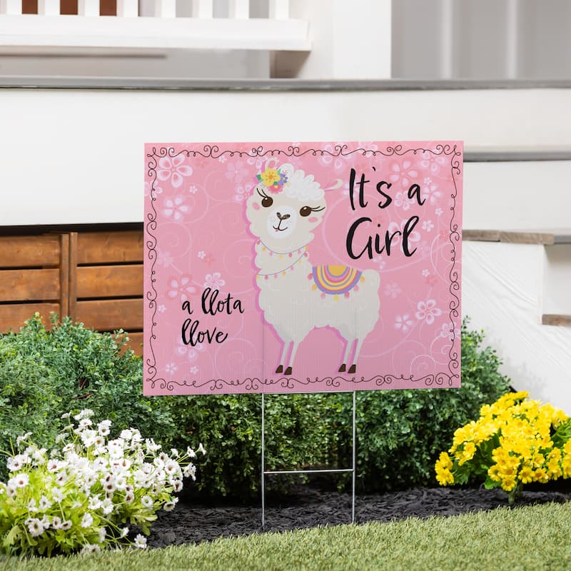 24" x 18" Yard Sign with H-Stake, It's a Girl Baby