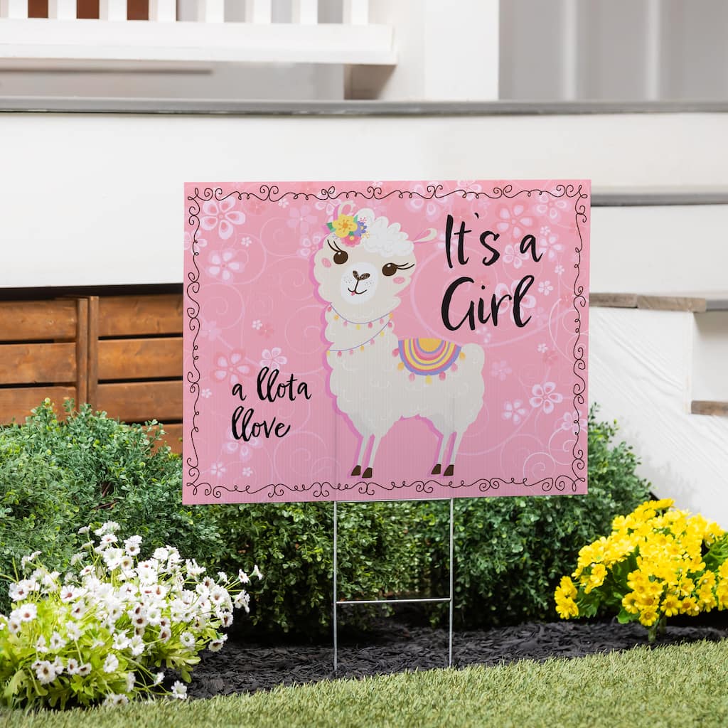 24" x 18" Yard Sign with H-Stake, It's a Girl Baby