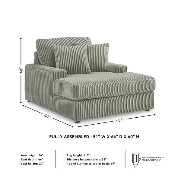 dimension image slide 0 of 2, Signature Design by Ashley Lindyn Chaise - 51"W x 64"D x 40"H