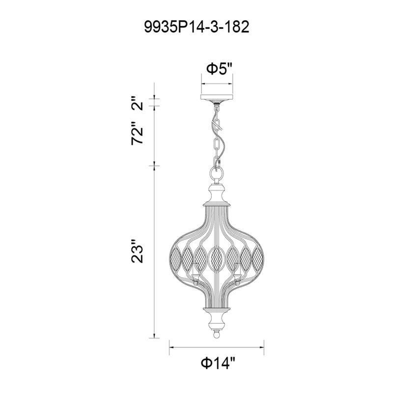 Altair 3 Light Chandelier With Antique Bronze Finish - Antique Bronze