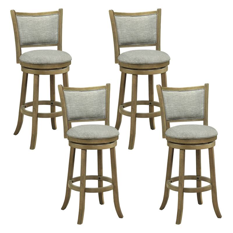 Gymax Swivel Bar Stools Set of 4 30 Inch Bar Height Chairs w/ - Bar Height - Set of 4 - Grey