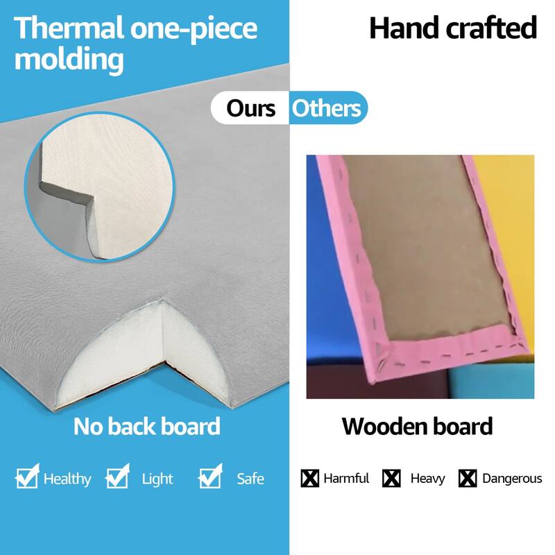 Art3d 9.84" x 23.62" Peel and Stick Headboard,Pack of 12, 3D Soundproof Wall Panels, Upholstered Wall Panel