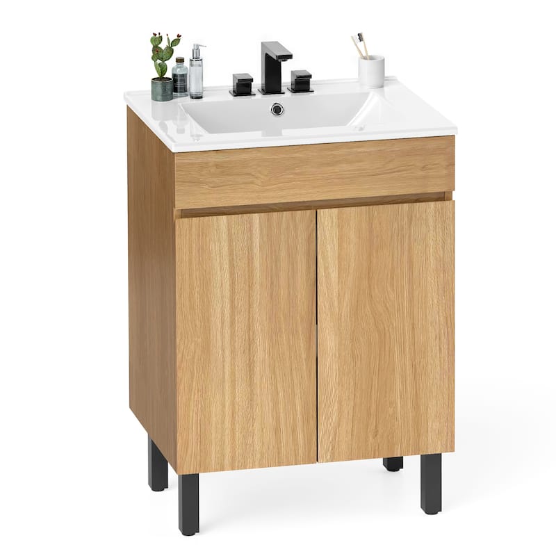 Moasis Bathroom Vanity with Sink Combo Bathroom Cabinet - 24" - Natural Brown