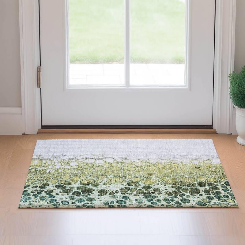 Premium Washable Super Soft Abstract Ombre Mayfield Rug - Olive - 1' 8" x 2' 6"