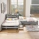 preview thumbnail 3 of 25, Full Size L-shaped Platform Beds with Drawers Linked with Built-in Rectangle Table and Twin Size Trundle.