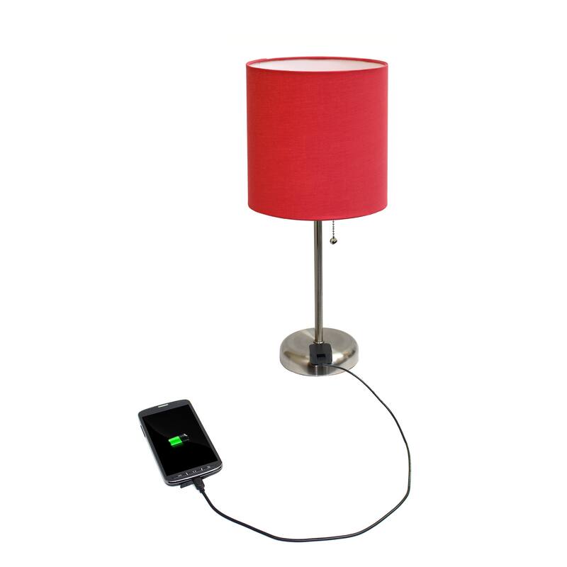 Porch & Den Custer Metal/ Fabric Lamp with Charging Outlet