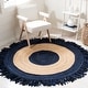 preview thumbnail 37 of 48, SAFAVIEH Handmade Cape Cod Elberta Jute Rug with Fringe 8' Round - Navy/Natural - Round