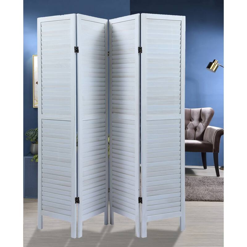 4-Panel Folding Room Divider Freestanding Privacy Screen Panels for Indoor Bedroom Office - Old white