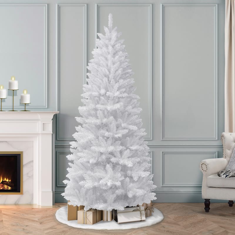 Puleo International 7 ft. Unlit White Carson Artificial Pine Tree - White