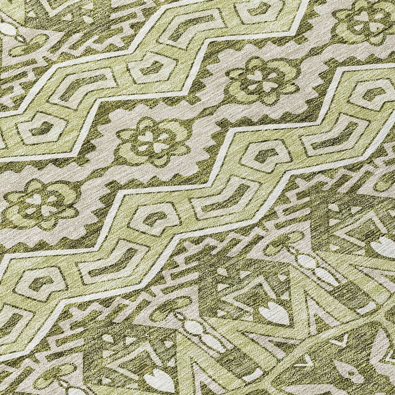 Machine Washable Indoor/ Outdoor Chantille Mosaic Global Rug