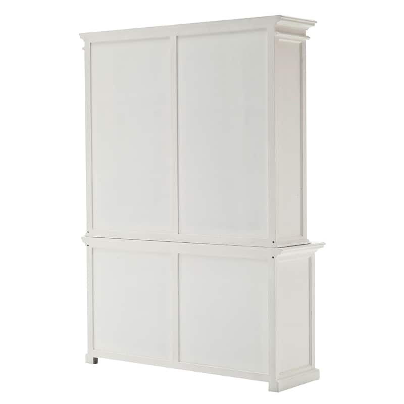 NovaSolo Halifax Coastal White Hutch Bookcase Cabinet | Solid Mahogany Frame | 62.99 x 19.69 x 86.61