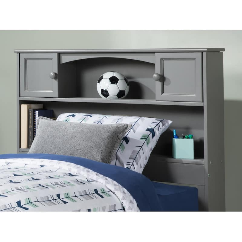 AFI Newport Bookcase Headboard with Attachable Charger - Grey - Twin