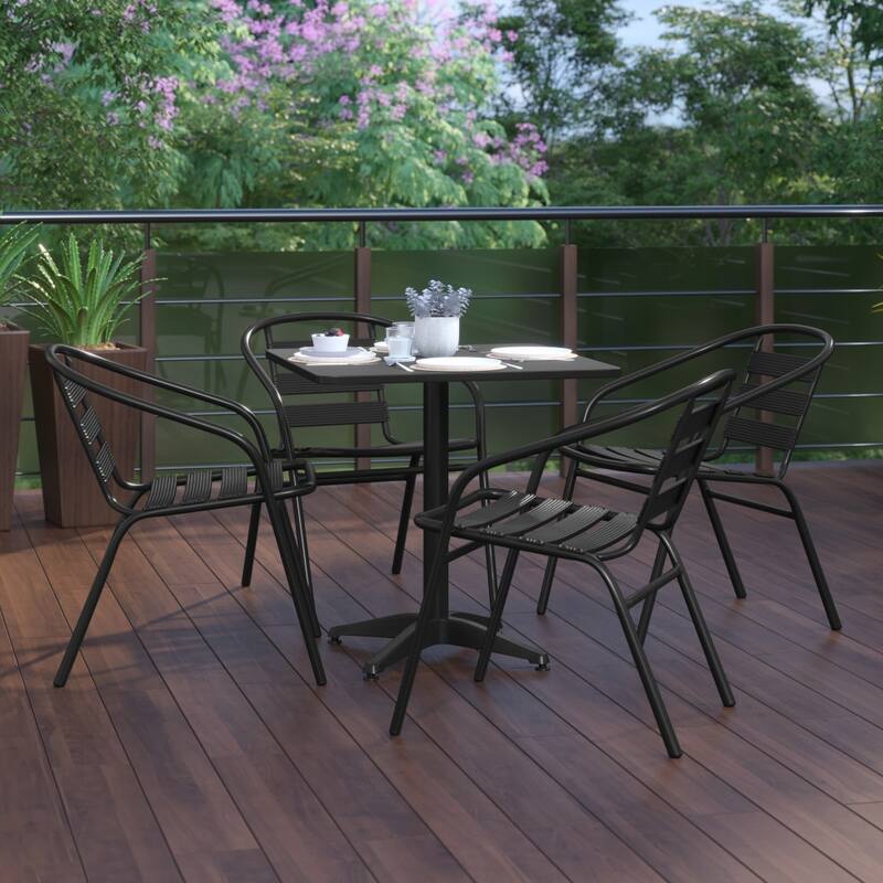 27.5" Square Aluminum Indoor-Outdoor Table Set