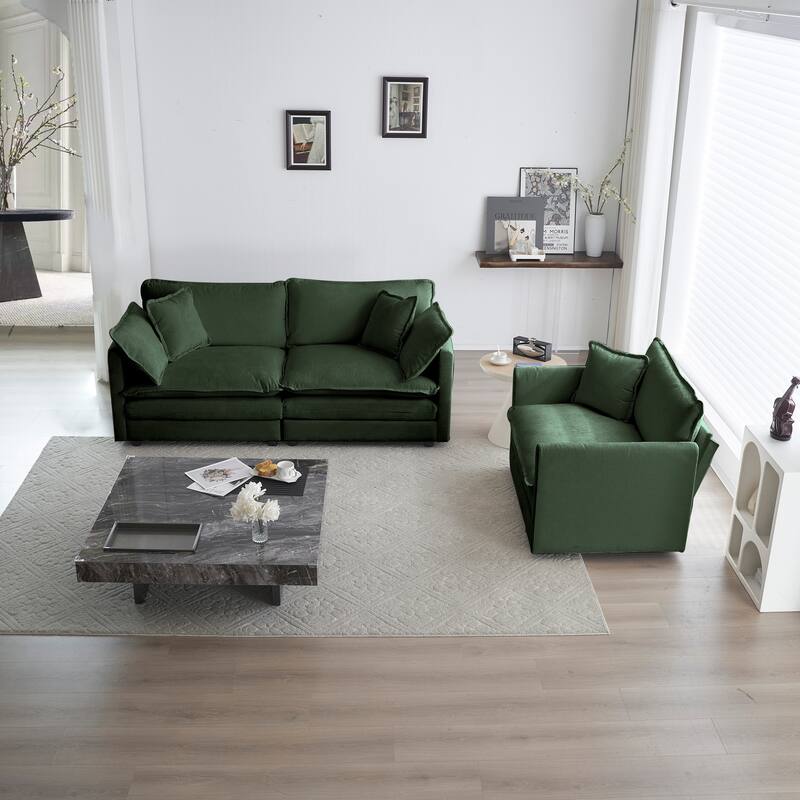 GDFStudio - Elysia Chenille Loveseat and Accent Chair Set - Green