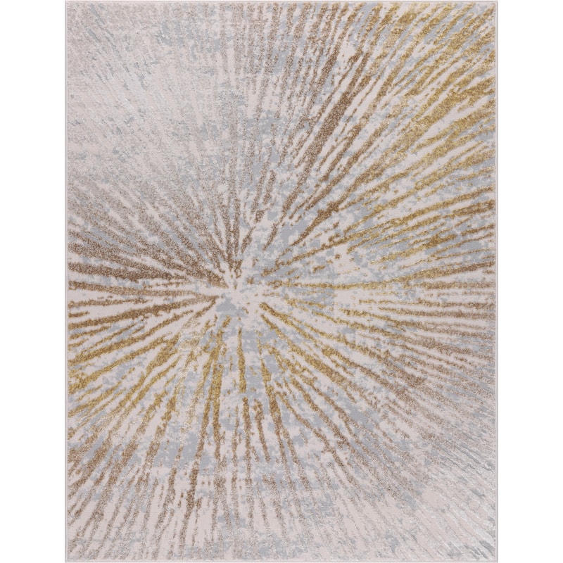 Ilios Collection Abstract Starburst Rug - 2' x 3' - Gold and Grey
