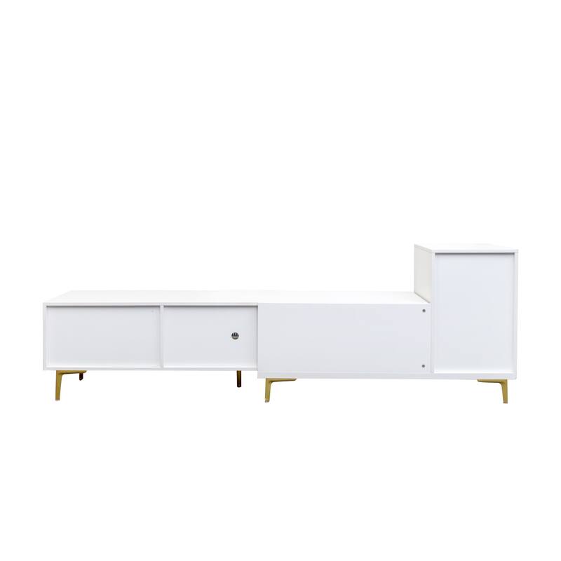 Modern Extendable TV Stand Rectangle TV Stand, Media TV Console with Storage Space, for Living Room Bedroom, White