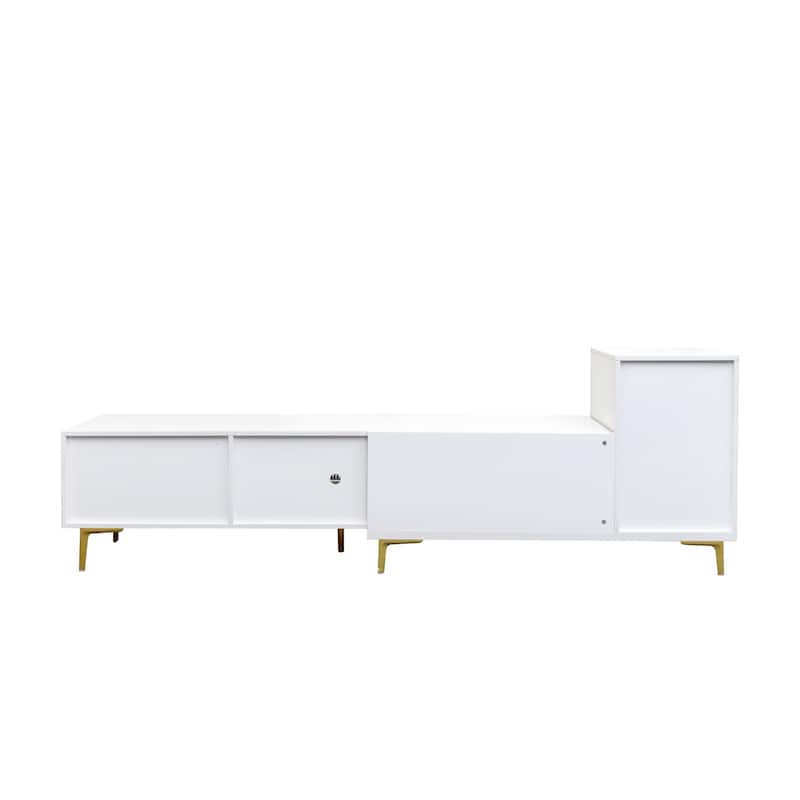 Wood Extendable TV Stand Rectangle Entertainment Center for Living Room Bedroom