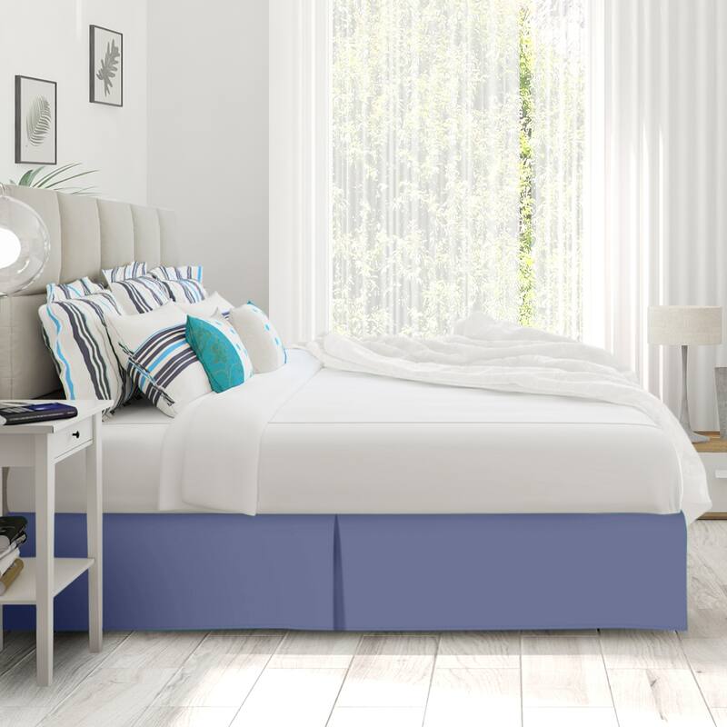 Clara Clark Pleated Bed Skirt-14 inch Tailored Drop - Soft Double Brushed Premium Microfiber Ruffle Bed Skirt - Includes 8 Pins