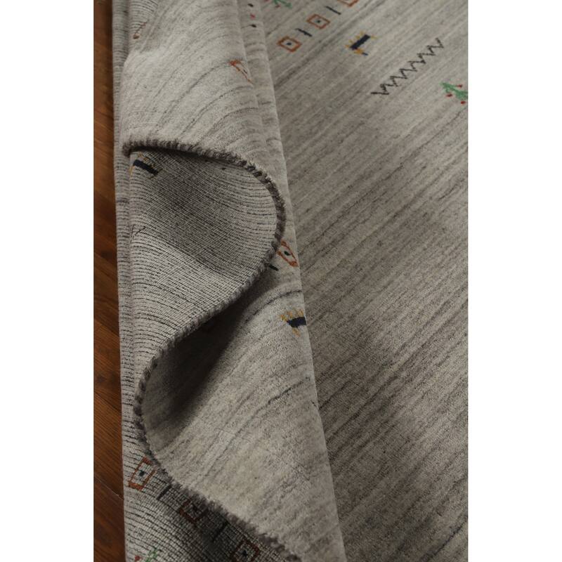Tribal Gabbeh Indian Area Rug Bedroom Grey Handmade Wool Carpet - 5'0" x 7'9"