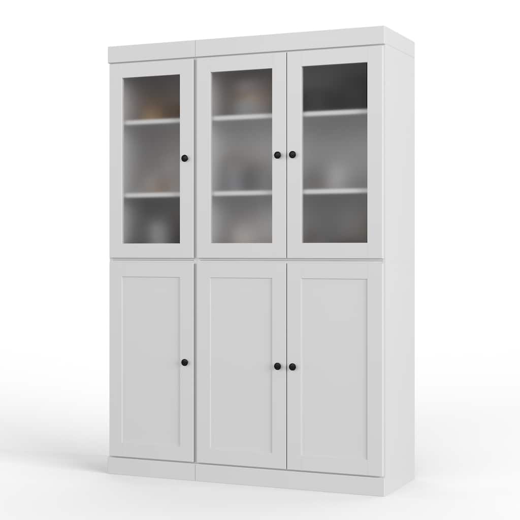 Palace Imports 100% Solid Wood 48.5" Pantry Cabinet with Frosted Glass, Shaker Doors and Adjustable Shelves