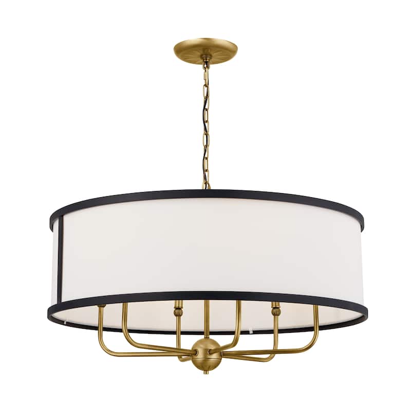 Kichler Lighting Heddle 30 inch 6-Light Chandelier Natural Brass and Textured Black
