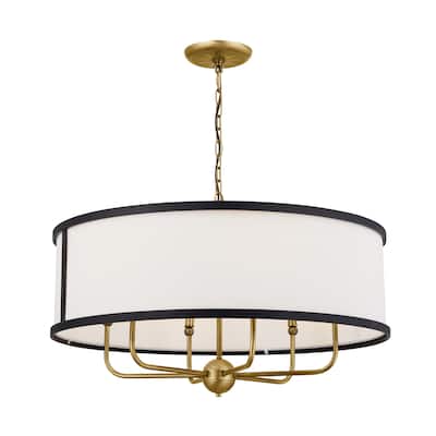 Kichler Lighting Heddle 30 inch 6-Light Chandelier Natural Brass and Textured Black