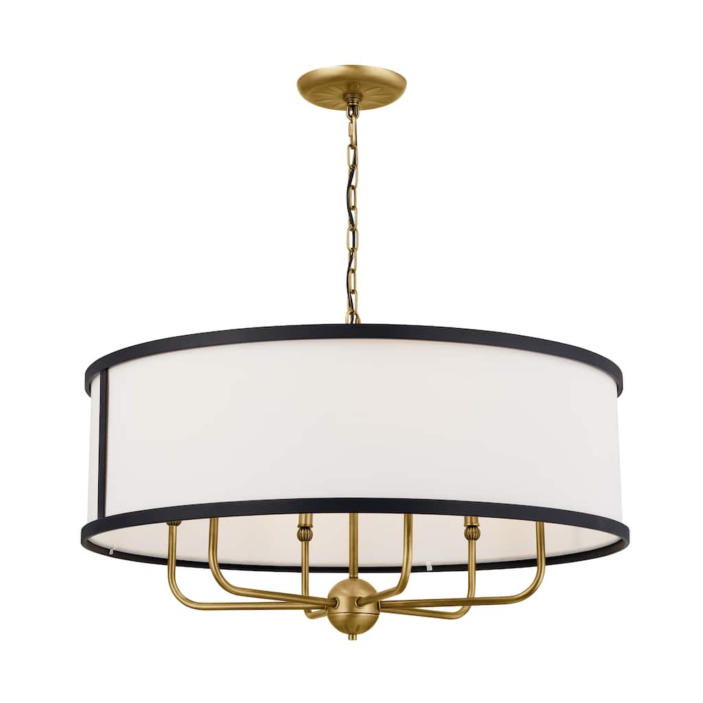 Kichler Lighting Heddle 30 inch 6-Light Chandelier Natural Brass and Textured Black