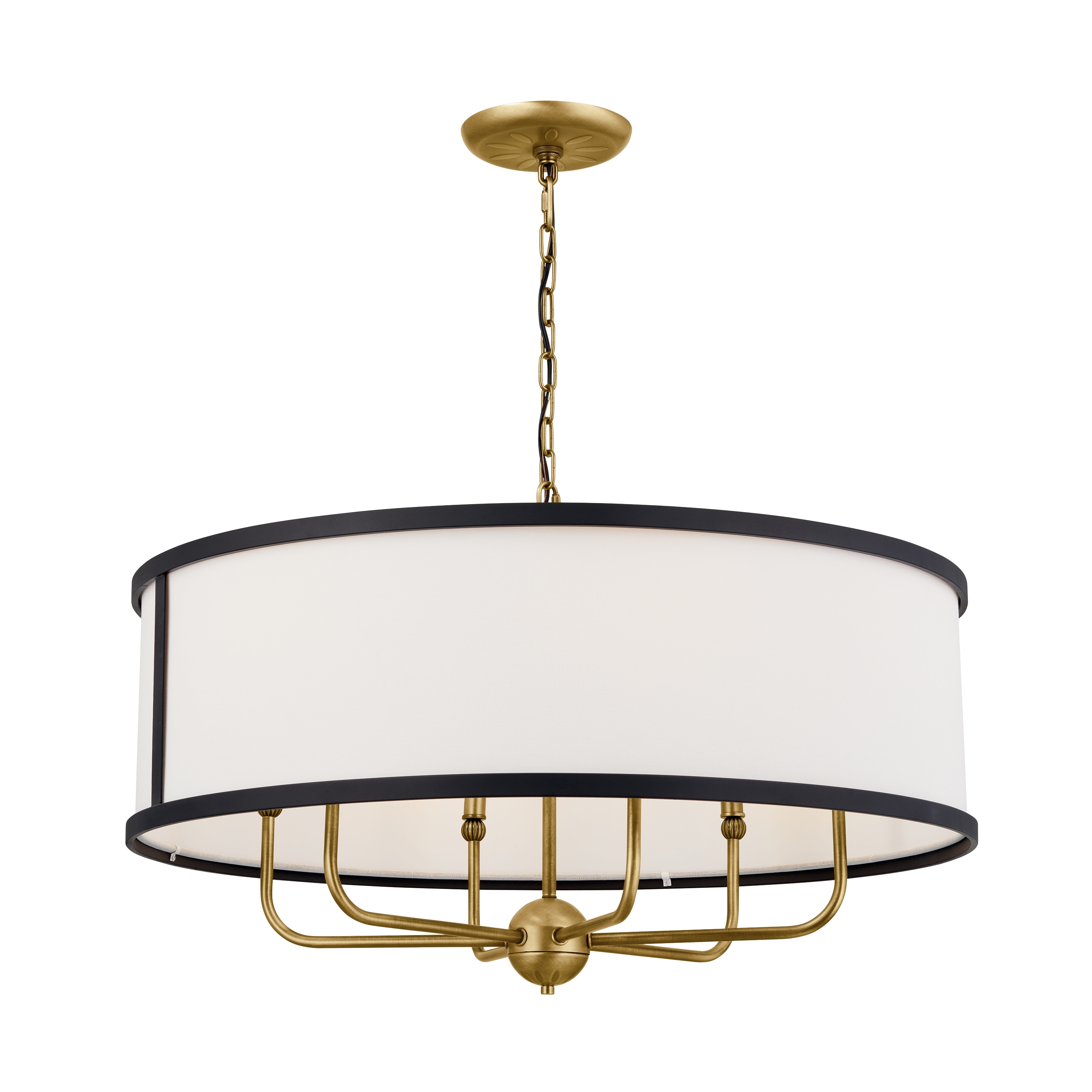Kichler Lighting Heddle 30 inch 6-Light Chandelier Natural Brass and Textured Black