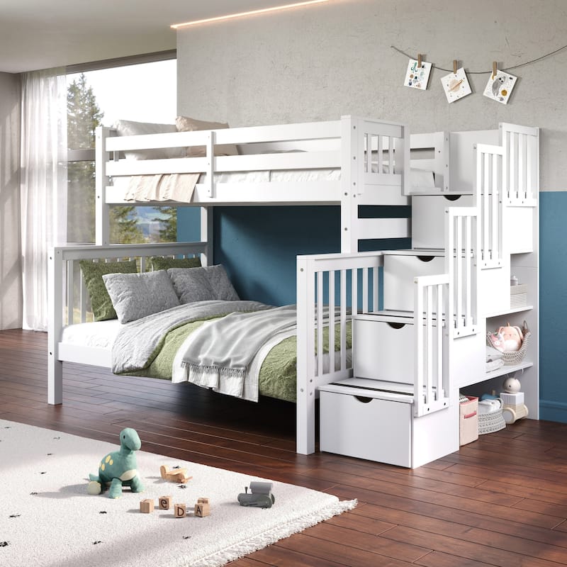 Taylor & Olive Trillium Twin over Full Stairway Bunk Bed