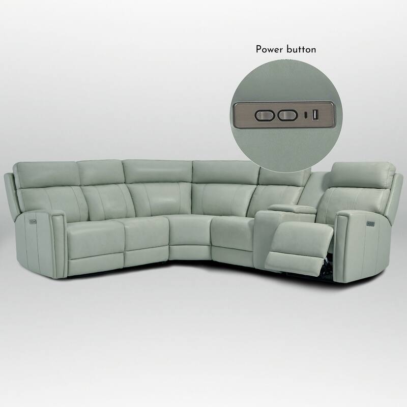 104" W Genuine Leather Power Recliner Sectional Sofa with Zero Gravity, Ajustable Headrest, USB Ports & Console