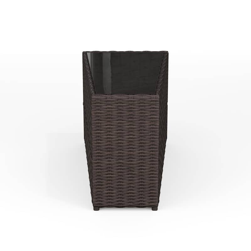 Martha Stewart Rattan Patio Side Table with Glass Top - 15.75"W x 31"D x 17"H