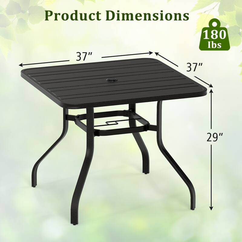 Gymax Outdoor Dining Table for 4 37 Inches Square Patio Bistro Dining
