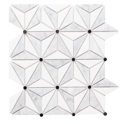 Santorini 1x3 Star Carrara & Thassos Marble Mosaic Tile - Wall, Backsplash