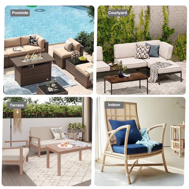 24''Wx24''Dx5.5''in T Outdoor Indoor Patio Premium Fabric Seat Cushions Set (Seat & Back)