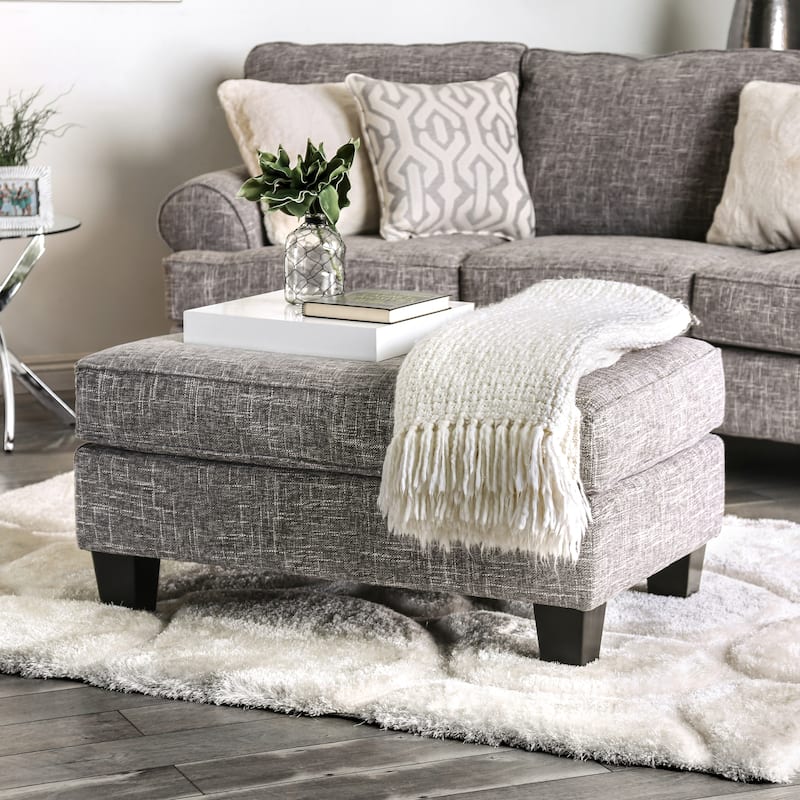 Sorz Contemporary Fabric Upholstered Cocktail Ottoman by Furniture of America