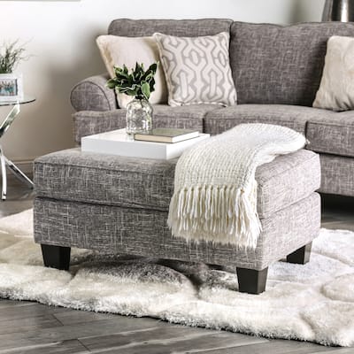 Sorz Contemporary Fabric Upholstered Cocktail Ottoman by Furniture of America