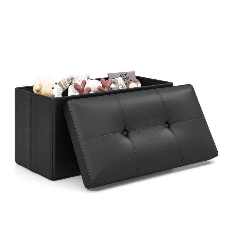 Upholstered Square Footstool with PVC Leather Surface for Bedroom