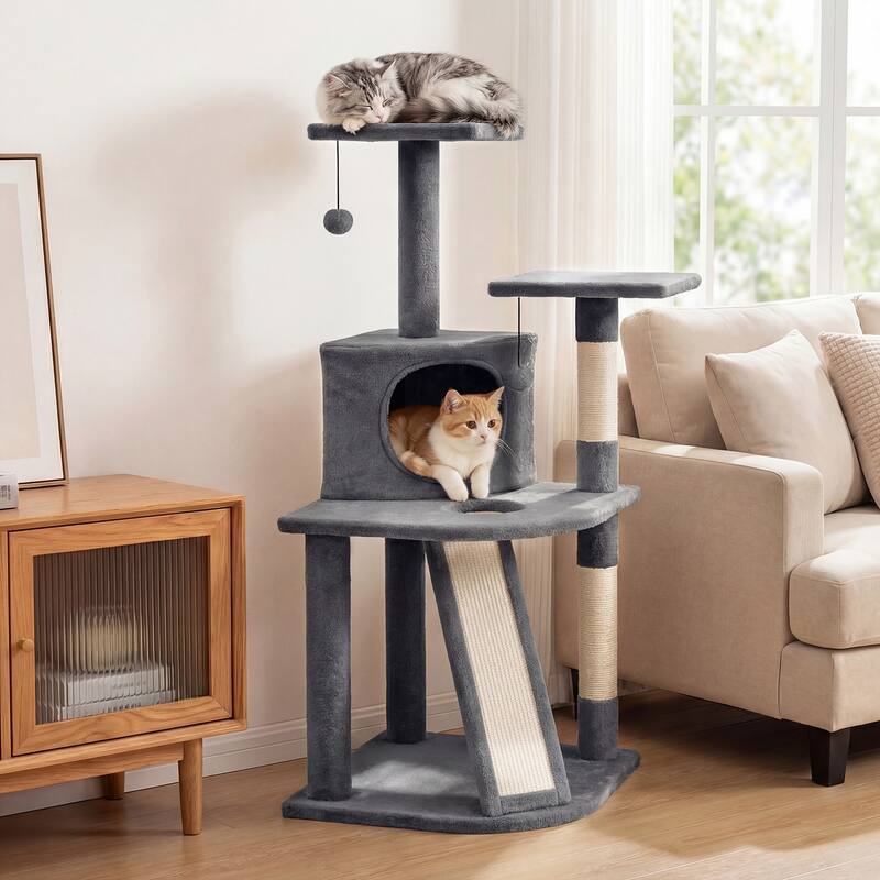Gymax Cat Tree Multi-Level Cat Tower w/ Top Perches & Cozy Condo