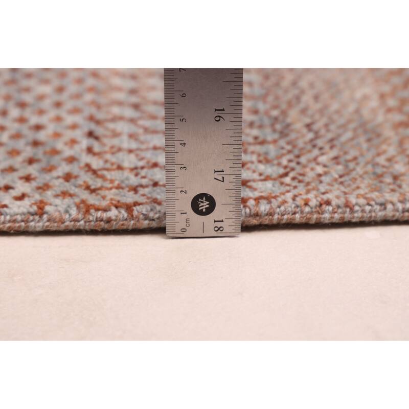 ECARPETGALLERY Hand-knotted Finest Silk Shadow Grey Wool Rug - 5'10 x 9'3