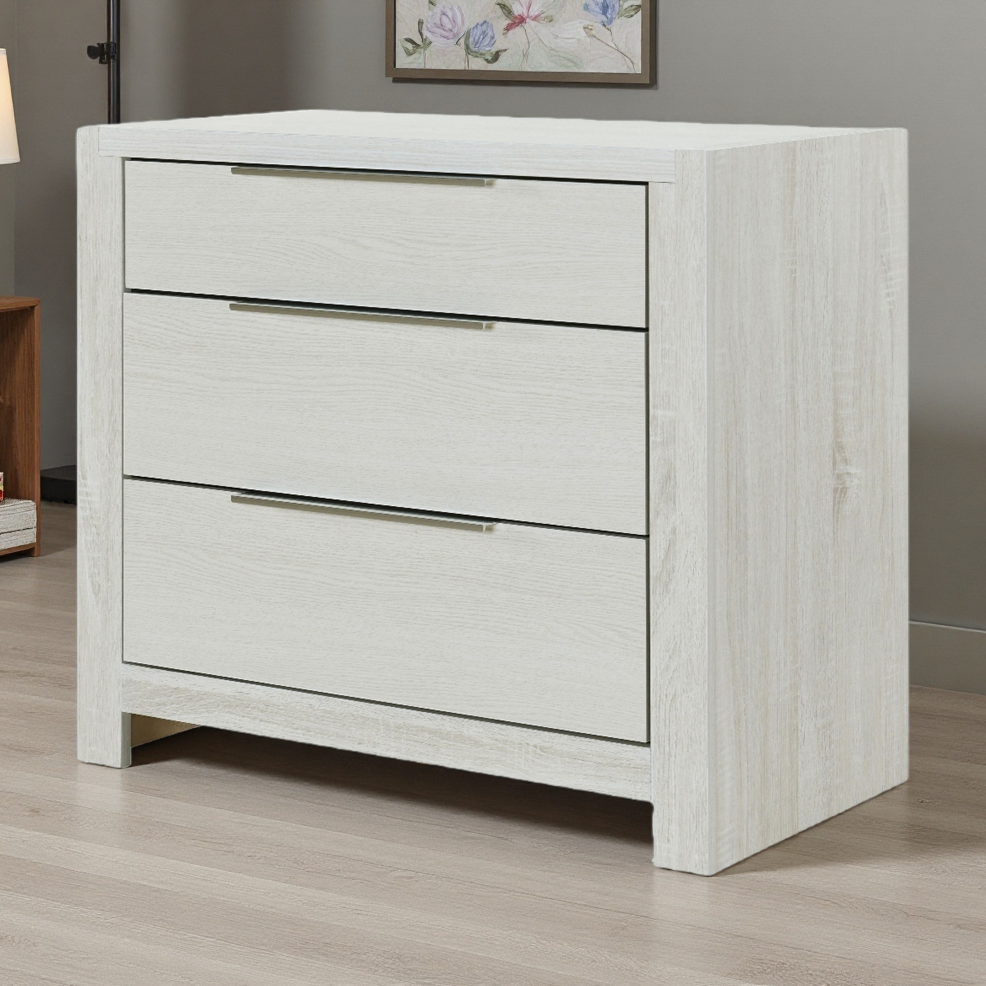 30"L Rubber Wood & MDF 3-Drawer Nightstand with Full-Extension Drawers, No Assembly Required