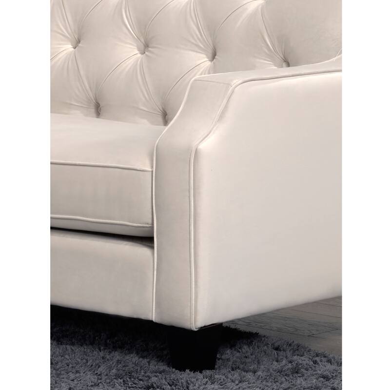 Dawson Cream Button Tufted Fabric Sectional Sofa