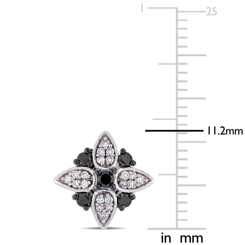 Miadora 10k White Gold 3/8ct TDW Black and White Diamond Floral Stud Earrings