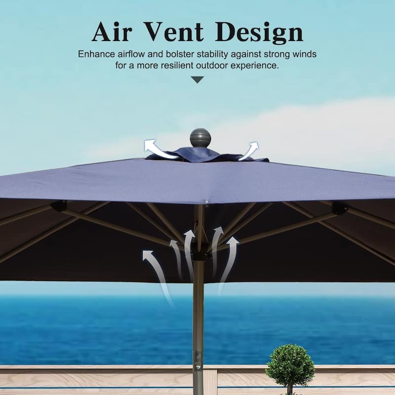 Rectangle Patio Umbrella with Crank Lift, (Base not included)