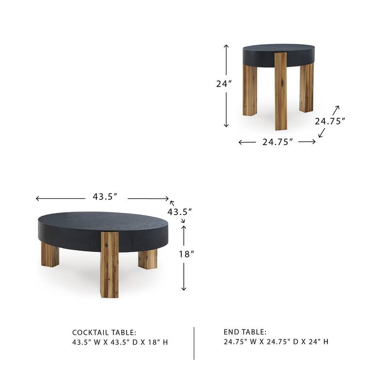 Signature Design by Ashley Breenmore Black/Brown Table (Set of 2) - 43.5" W x 43.5" D x 18" H