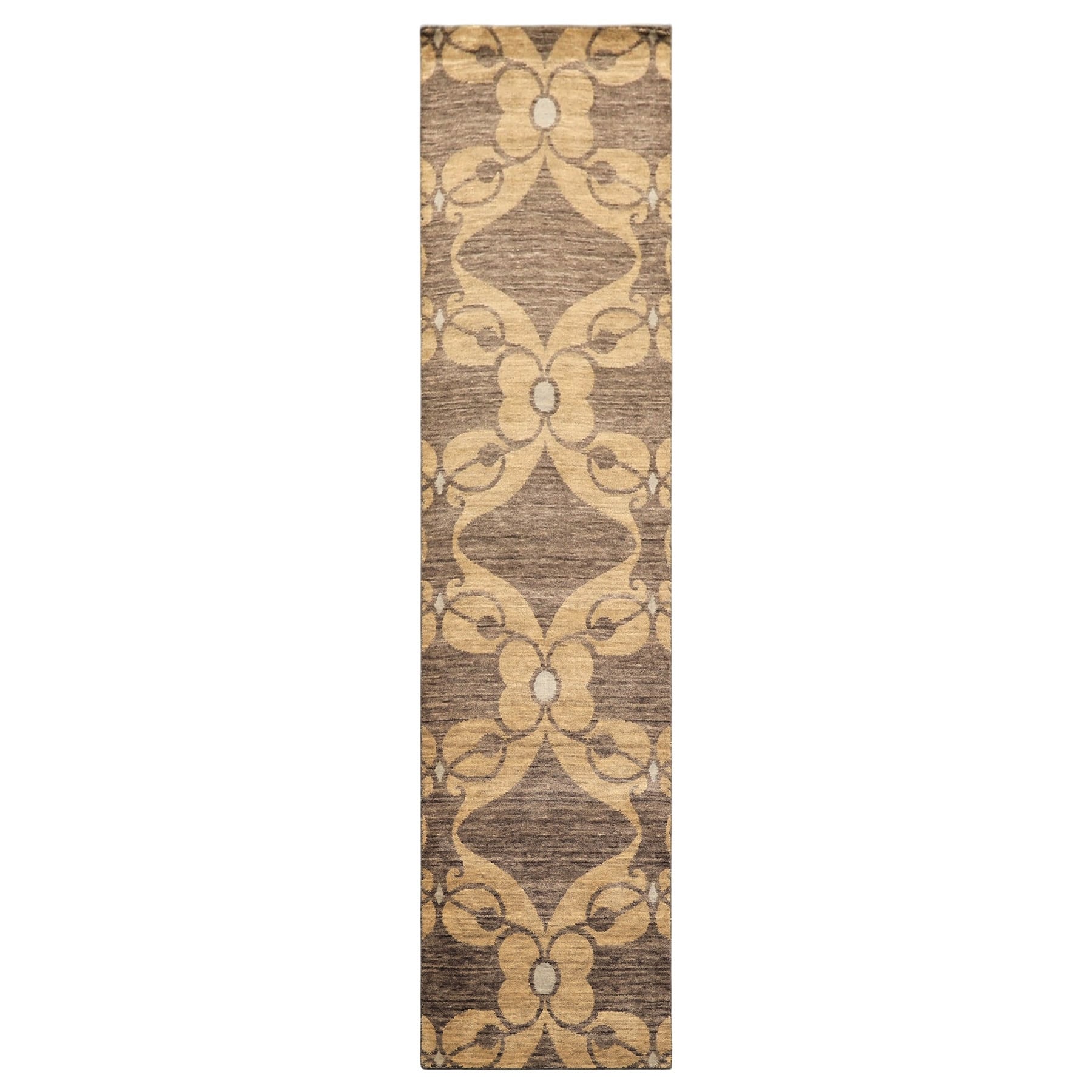 2'5''x9'10'' Tibetan Grey Beige Wool Runner Rug - 2' 5'' x 9' 10''
