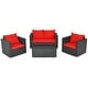 preview thumbnail 16 of 23, Gymax 4PCS Rattan Patio Conversation Set Outdoor Furniture Set w/