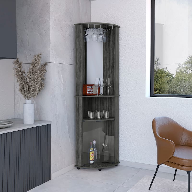 Corner Bar Cabinet for Kitchen,Dining Room, Rack, Glass Door